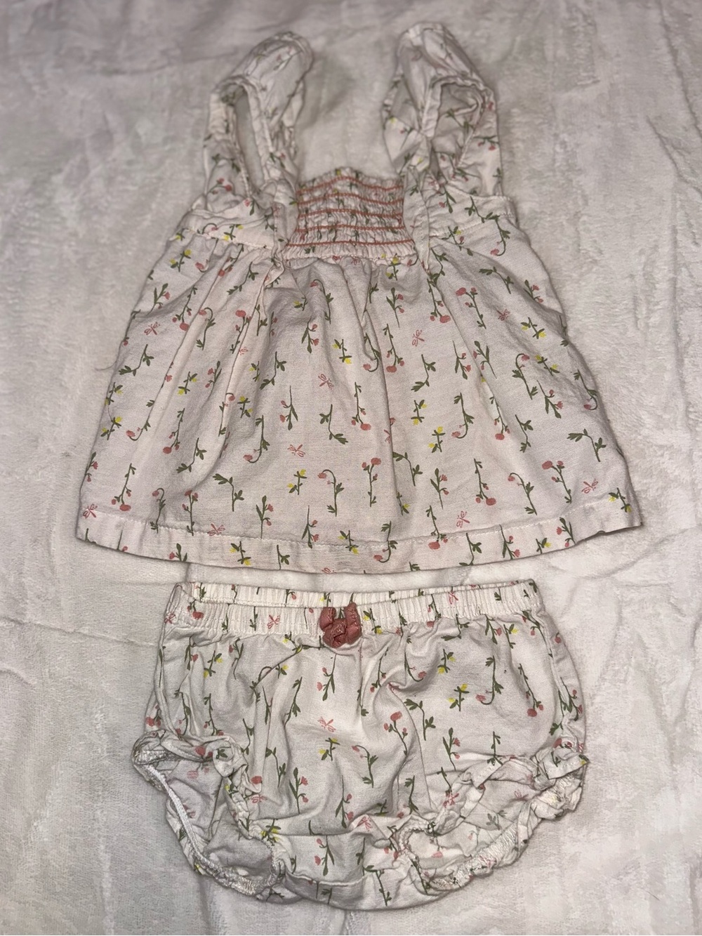 Baby Floral White Tank Top and Bloomers Set